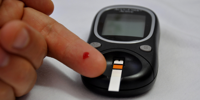 Test para medir el nivel de azúcar en sangre.